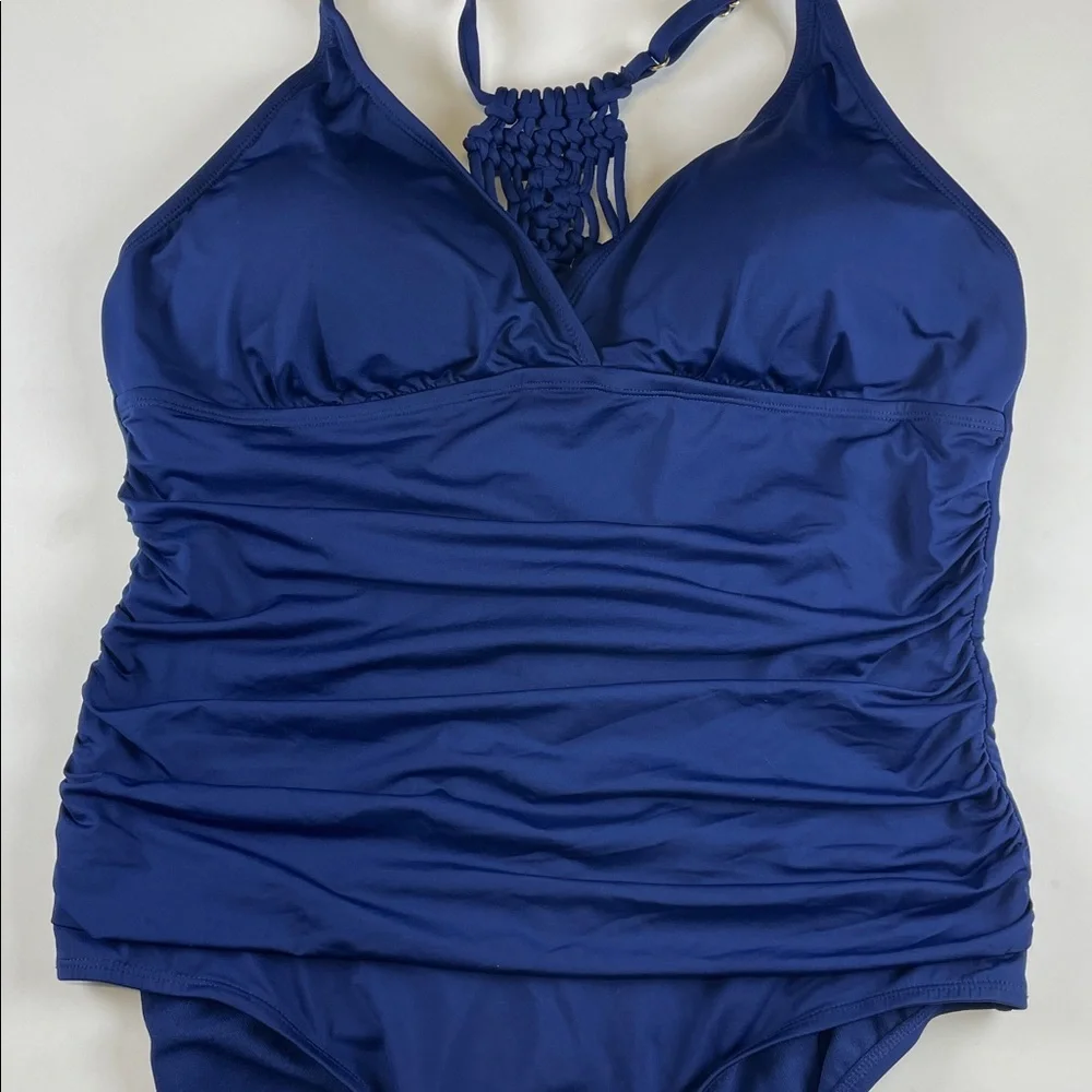 Firpearl Blue Tummy Control One Piece Swimsuit Plus Size 16 Women’s Ruched